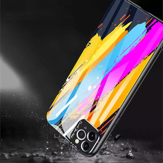 Hurtel Color Glass Pattern 1 Umschlag Rückseite Kunststoff Blue/Yellow/Orange (iPhone 11 Pro Max)