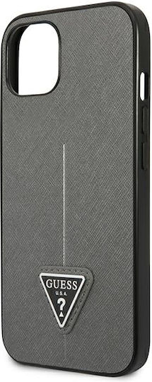Guess Saffiano Triangle Logo Back Cover Πλαστικό Ασημί (iPhone 13 mini)