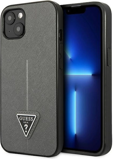 Guess Saffiano Triangle Logo Back Cover Πλαστικό Ασημί (iPhone 13 mini)