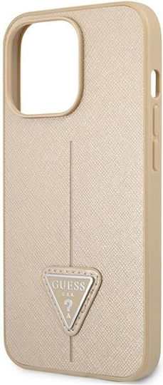 Guess Saffiano Triangle Logo Задна корица Пластмаса Бежов (iPhone 13 Pro)