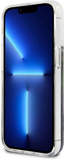 Guess Flower Liquid Glitter Задна корица Силикон Син (iPhone 13 mini)