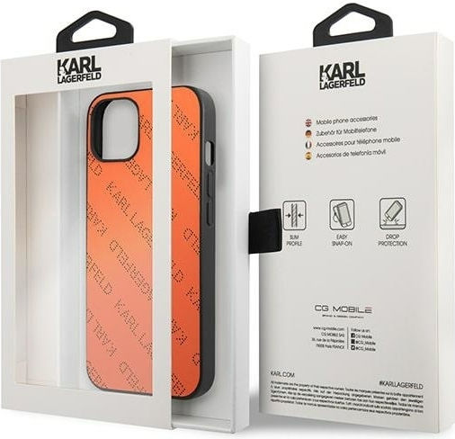 Karl Lagerfeld Perforated Allover Задна корица Пластмаса Оранжев (iPhone 13 mini)