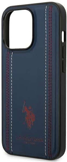 U.S. Polo Assn. Leather Stitch Back Cover Δερματίνης / Σιλικόνης Navy Μπλε (iPhone 14 Pro)