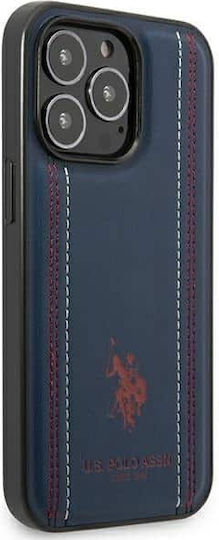 U.S. Polo Assn. Leather Stitch Back Cover Δερματίνης / Σιλικόνης Navy Μπλε (iPhone 14 Pro Max)