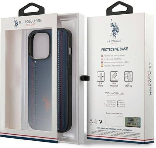 U.S. Polo Assn. Leather Stitch Back Cover Δερματίνης / Σιλικόνης Navy Μπλε (iPhone 14 Pro Max)