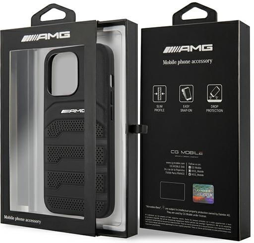 Mercedes-Benz Leather Debossed Lines Back Cover Δερμάτινο / Πλαστικό / Σιλικόνης Μαύρο (iPhone 14 Pro)