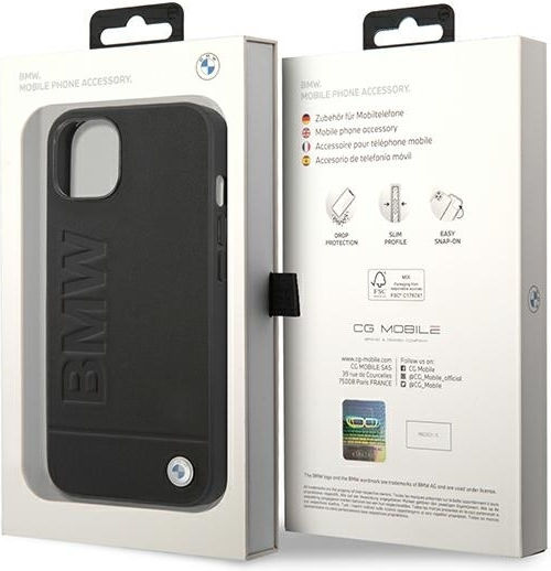 BMW Stamp Back Cover Leather / Plastic Black (iPhone 14 Plus)