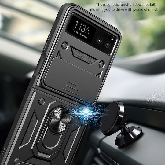 Techsuit Shield Umschlag Rückseite Kunststoff / Silikon Schwarz (Motorola Razr 40)