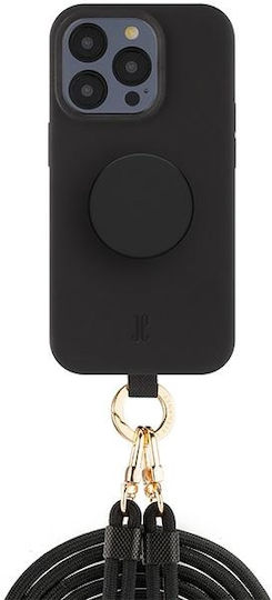 Just Elegance Popgrip Umschlag Rückseite Silikon / Kunststoff Schwarz (iPhone 15 Pro)