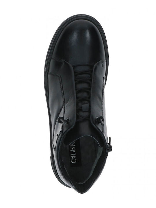 Leder Stiefeletten Damen Schwarz