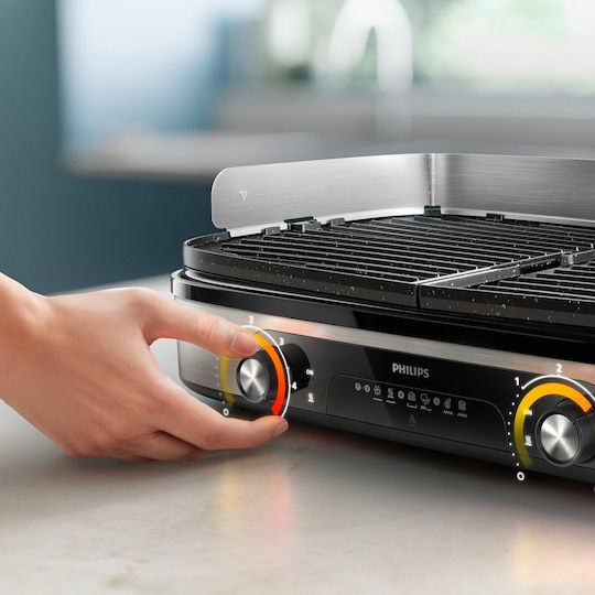 Philips 6000 Series Tabletop Electric Grill Smooth and Ribbed Plate 2000W