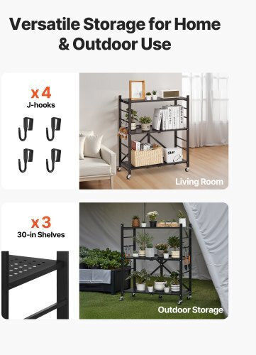 Vevor Troleu De Bucătărie Metalic Cu 3 Locuri Negru 76x33x91cm