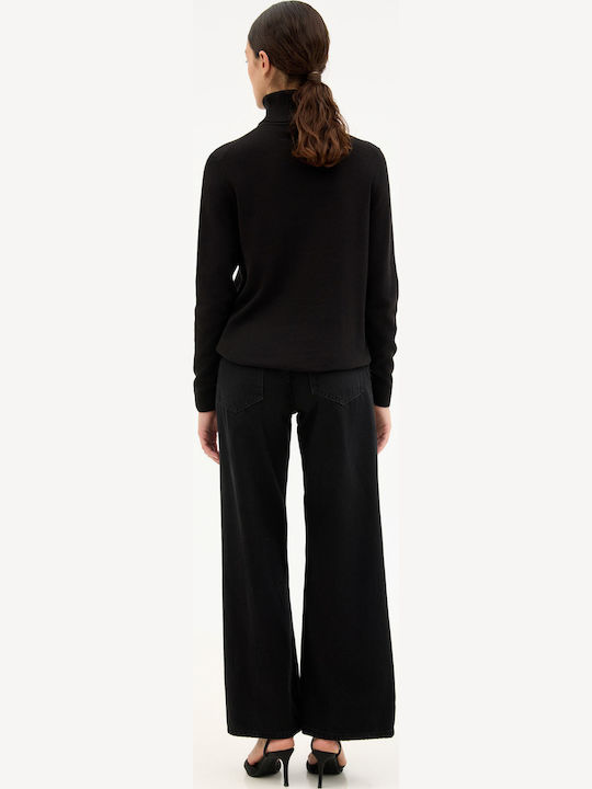 Women's Sweater Cotton Turtleneck Black