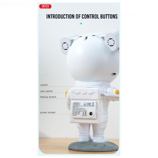 Kinderprojektorlampe Astronaut Weiß 21x11cm