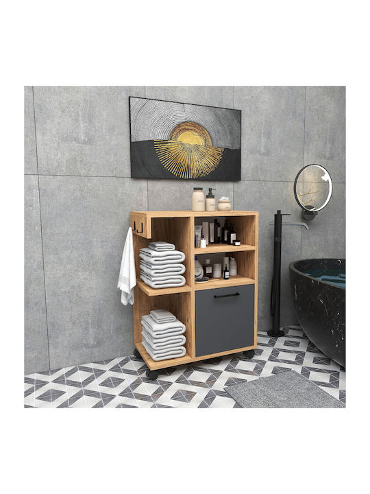 Office Storage Chipboard Cabinet Atlantic Pine, Anthracite L60xW80.9xH35cm