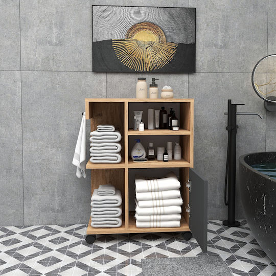 Cabinet De Birou Din Lemn Cu Roți Atlantic Pine Antracit 60x80.9x35cm