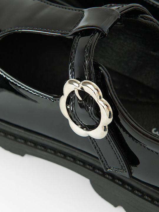 Kinder Pumps & Ballerinas mit verstellbarer Metallschließe Lackleder Schwarze