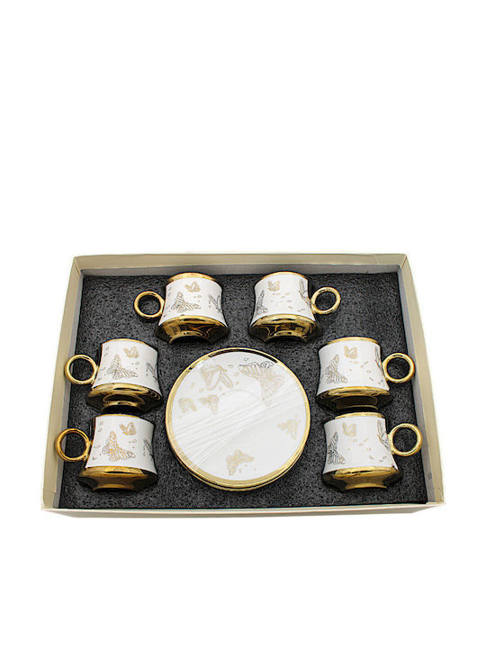 Set of Cups Coffee Porcelain Gold 6pcs