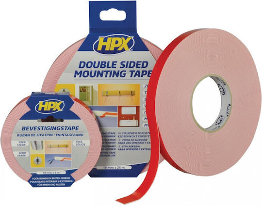 HPX Self-Adhesive Foam Double-Sided Tape White 19mmx5m 1pcs