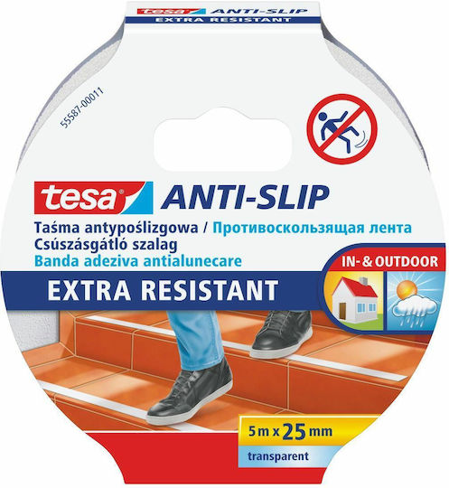 Tesa Διαφανής Αυτοκόλλητη Αντιολισθητική Ταινία Διάφανη 5mx25mm
