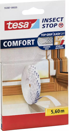 Tesa Comfort Self-Adhesive Hook & Loop Tape White 10mmx5.60m 1pcs
