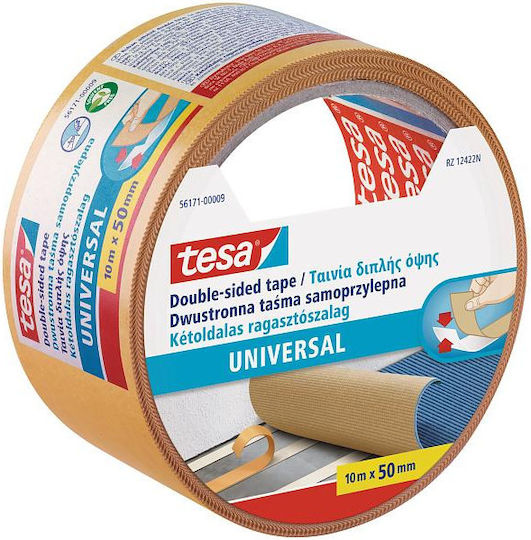 Tesa Universal Αυτοκόλλητη Ταινία Διπλής Όψης Διάφανη 10mx50mm