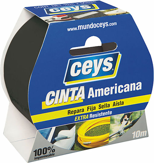 Ceys Black Αυτοκόλλητη Υφασμάτινη Ταινία Μαύρη 10mx50mm