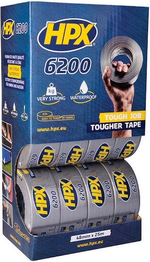 Hpx 6200 Gaffer Duct Tape Αυτοκόλλητη Υφασμάτινη Ταινία Επισκευών Ίνες 48mmx25mtr Ασημι