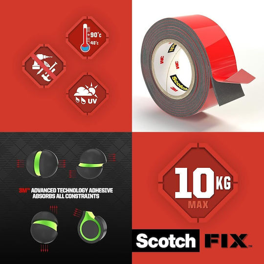 Scotch Self-Adhesive Double-Sided Tape Black 19mmx1.5m 1pcs