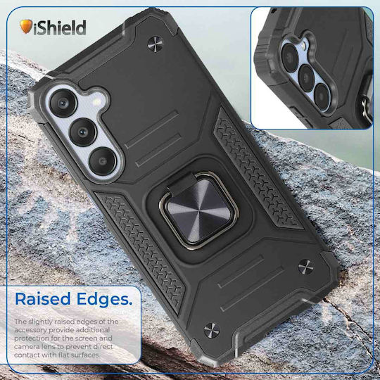 Husă Telefon Samsung Galaxy S23 FE Hybrid Armor Dual Shockproof Inel Rotativ Suport Funcție Compatibil Suport Magnetic Auto Nitro Ishield Negru