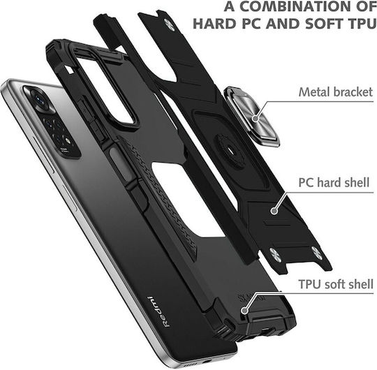 Nitro Back Cover Σιλικόνης / Πλαστικό Μαγνητικό Μαύρο (Redmi 12C)