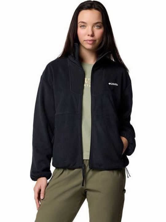 Full Fleece Γυναικεία Ζακέτα με Φερμουάρ Black