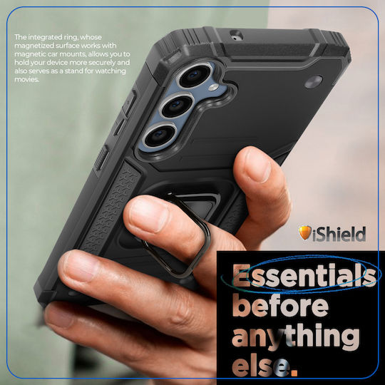 Case Samsung Galaxy A16 Hybrid Armor Dual Shockproof Rotating Ring Holder Stand Function Compatible Magnetic Car Mount Nitro Ishield Black