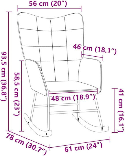Bergère Negru 61x78x98cm