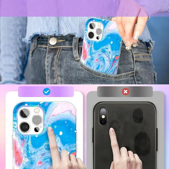 Kingxbar Watercolor Series Back Cover Silicone Blue/Pink (iPhone 12 Pro Max)