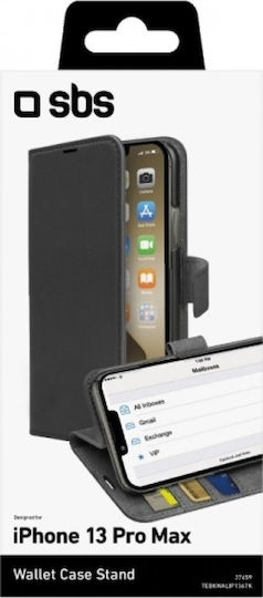 SBS Wallet Piele artificială Negru (iPhone 13 Pro Max)