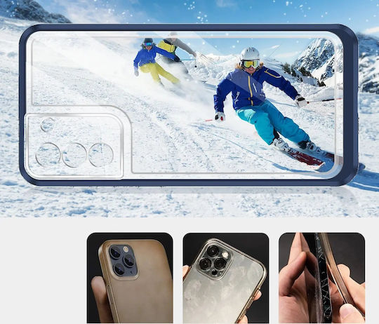Hurtel 3in1 Back Cover Silicone 1.1mm Transparent / Blue (Galaxy S23)