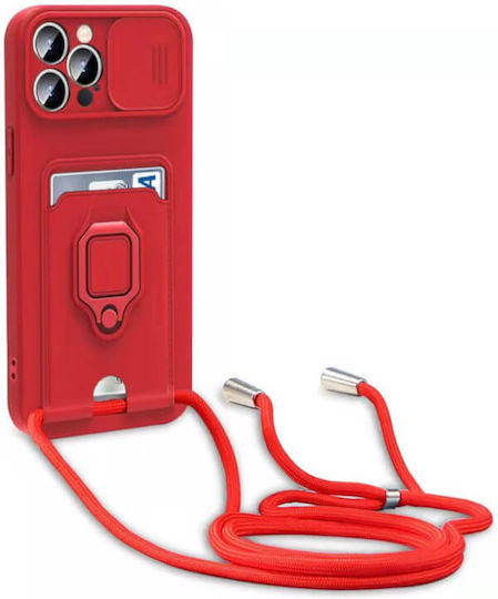 Bodycell Multifunction Back Cover Plastic cu Curea și Suport pentru Carduri Roșu (Redmi Note 11 Pro)