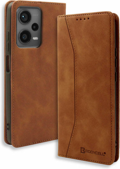 Bodycell Leather Wallet Δερματίνης Καφέ (Xiaomi Note 12 5G)