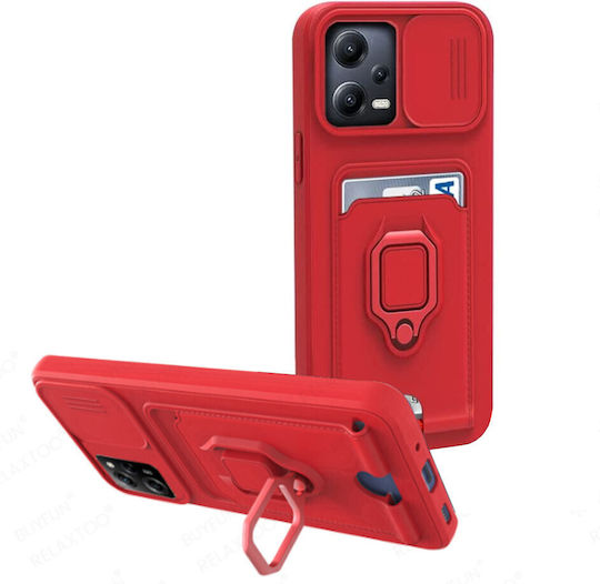 Bodycell Multifunction Back Cover Μεταλλικό με Λουράκι Κόκκινο (Redmi Note 12 5G / Poco X5 5G)