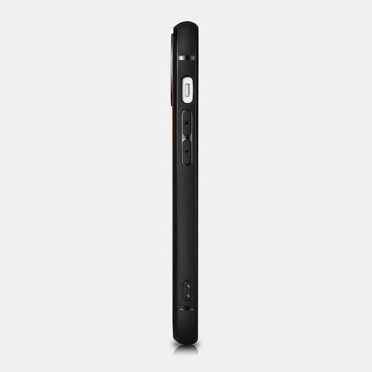 iCarer Oil Wax Umschlag Rückseite Leder Braun (iPhone 14 Pro)