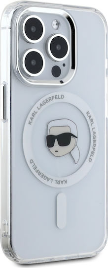 Karl Lagerfeld Karl Head Magsafe Umschlag Rückseite Gehärtetes Glas Transparent (iPhone 15 Pro Max)