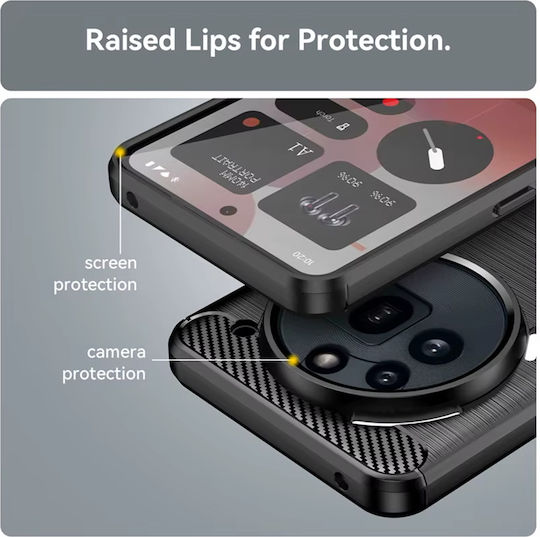 Techsuit Carbon Back Cover Silicon Negru (Nothing Phone (3a) Pro)