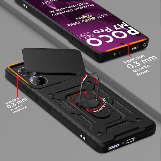 Techsuit Shield Umschlag Rückseite Kunststoff / Silikon Schwarz (Poco M7 Pro)