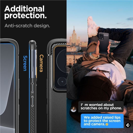 Spigen Rugged Armor Back Cover Silicon 2mm negru mat (Xiaomi 13 Lite)