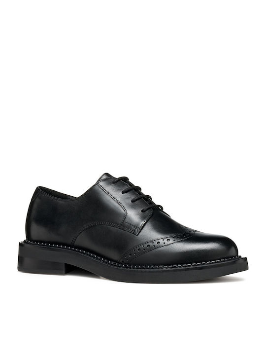 D Serilda Leder Damen Oxfords in Schwarz Farbe
