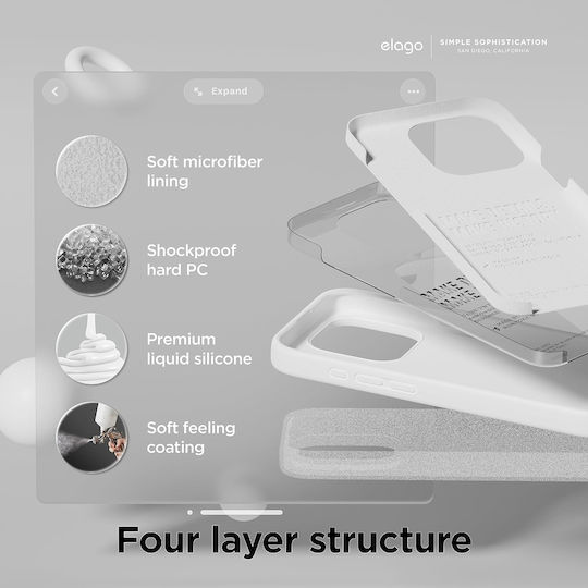 Elago Premium Liquid Back Cover Σιλικόνης Λευκό (iPhone 15 Pro)