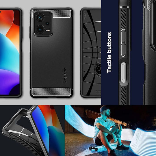 Spigen Rugged Armor Back Cover Σιλικόνης 2mm Matte Black (Redmi Note 12 Pro+)