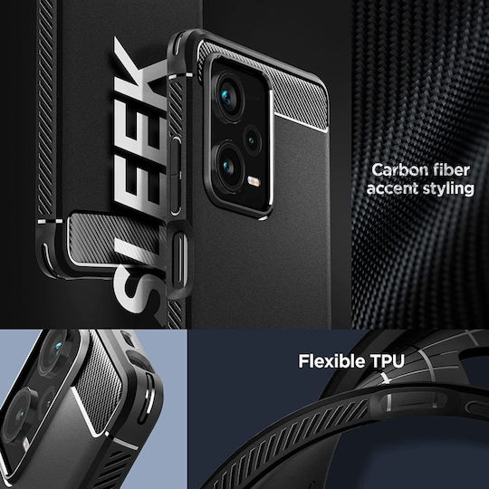 Spigen Rugged Armor Back Cover Σιλικόνης 2mm Matte Black (Redmi Note 12 Pro+)