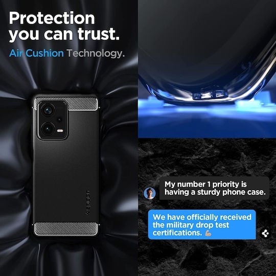 Spigen Rugged Armor Back Cover Σιλικόνης 2mm Matte Black (Redmi Note 12 Pro+)